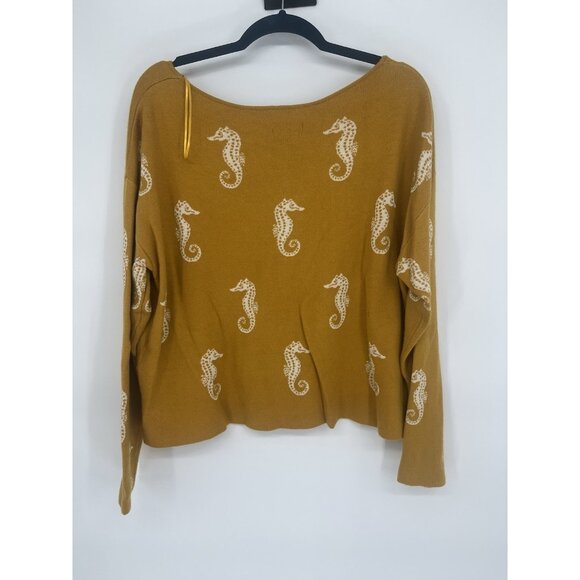 Maeve Anthropologie Seahorse Sweater Mustard Yellow Size XL - Picture 5 of 5